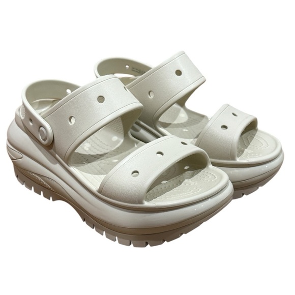 NWOT Crocs Classic Mega Crush Sandal Unisex Thick Soled Sandals Ivory Bone US 9 - Picture 1 of 1